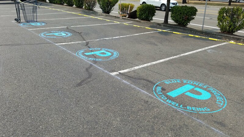Parking lot spaces stenciling