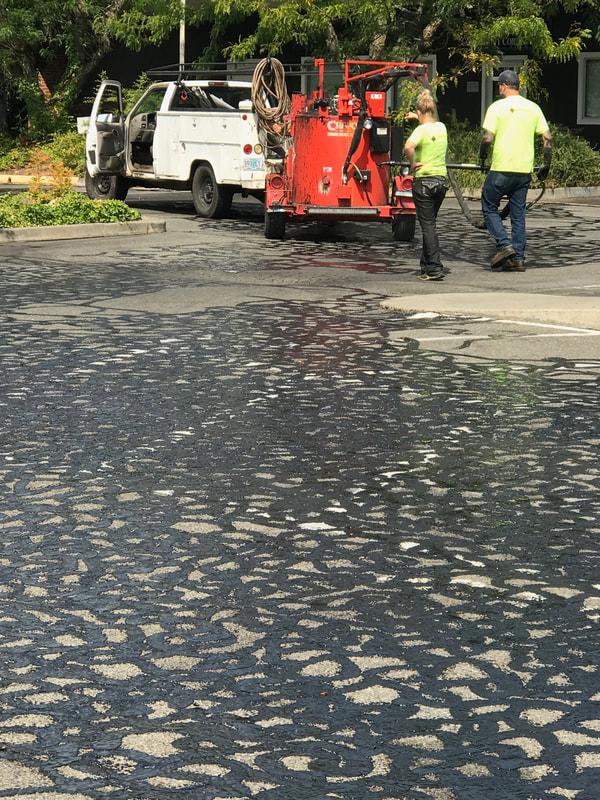 Severe asphalt crack filling